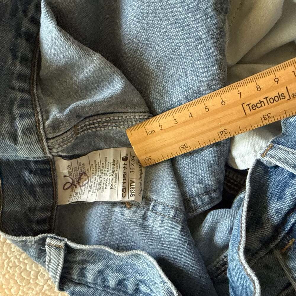 Carhartt B13STW Loose Fit Washed Denim Dungaree Jeans 36x34 - Picture 3 of 5